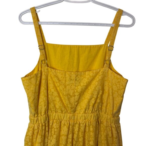 Loft yellow floral print midi pull-on dress size US M - Picture 6 of 8